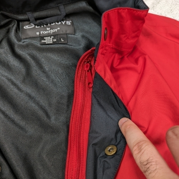 Footjoy Jacket Men's L Red Dryjoys Golf Pullover ½ Zip Short Sleeve Weatherproof - Picture 6 of 10
